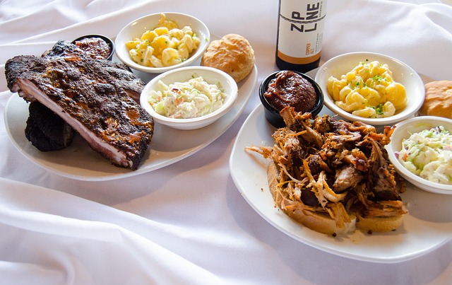 An image depicting BBQ ribs and Macaroni with Cheese